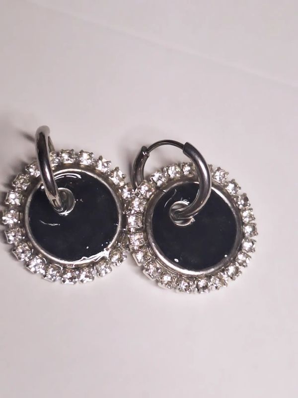 Caravanas Amelia Glow Negro Plata