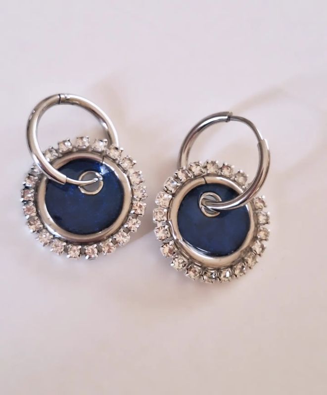 Caravanas Amelias Blue plateadas