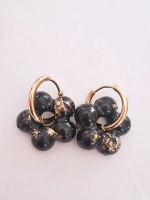 Caravanas Amelia Flower Black Gold