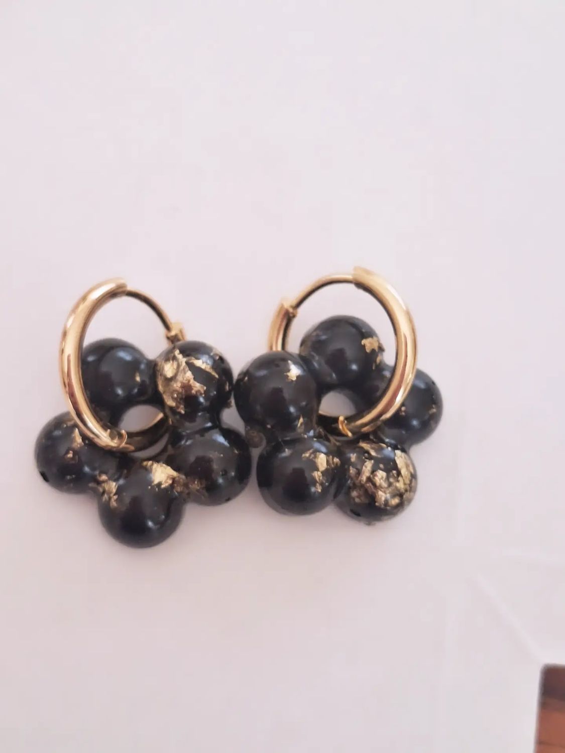 Caravanas Amelia Flower Black Gold
