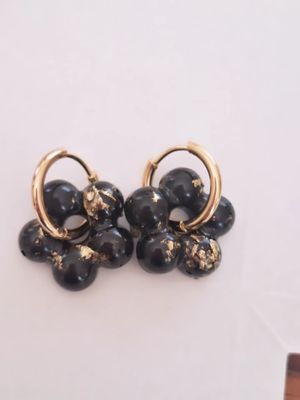 Caravanas Amelia Flower Black Gold