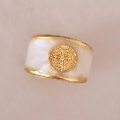 Anillo VO Resin San Benito Nacarado