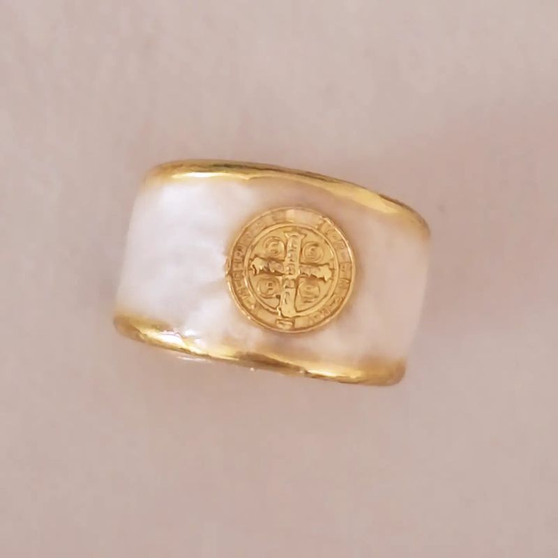 Anillo VO Resin San Benito Nacarado