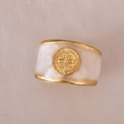Anillo VO Resin San Benito Nacarado