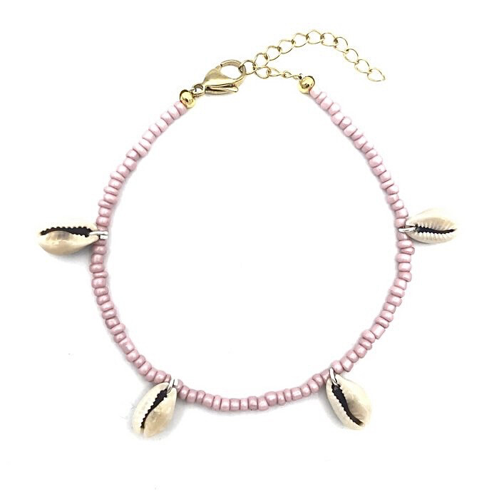 Fußkettchen Muscheln Rosa