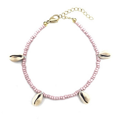 Fußkettchen Muscheln Rosa