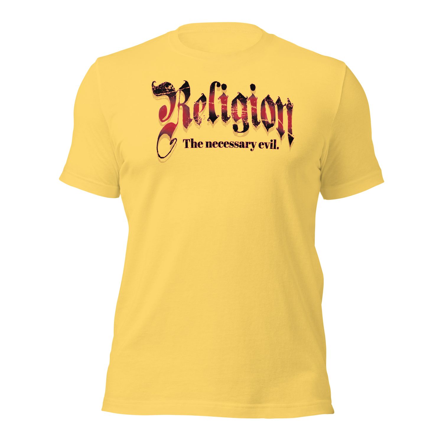 P. Religion, the necessary evil. Unisex t-shirt