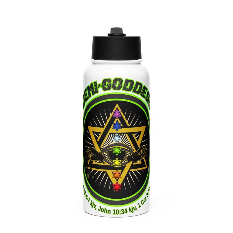 Y. CO-CREATOR WITH SOURCE. Demi-Goddess. Stainless steel water bottle with a straw lid