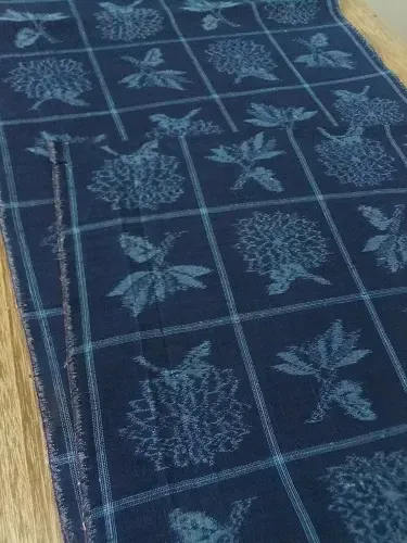 TELA DE KIMONO Cuadrado Azul Submarino