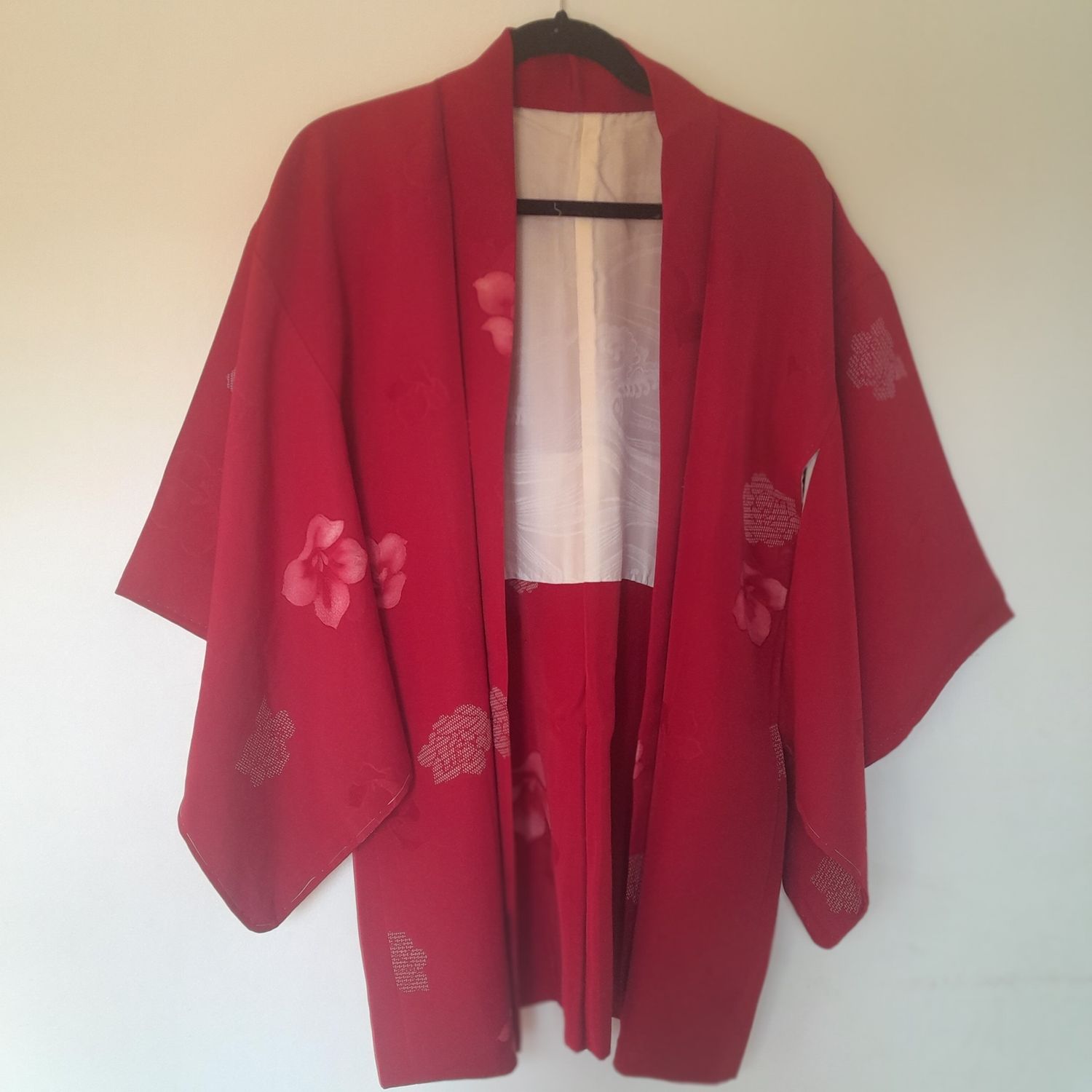 KIMONO JAPONES Haori de Flor Roja