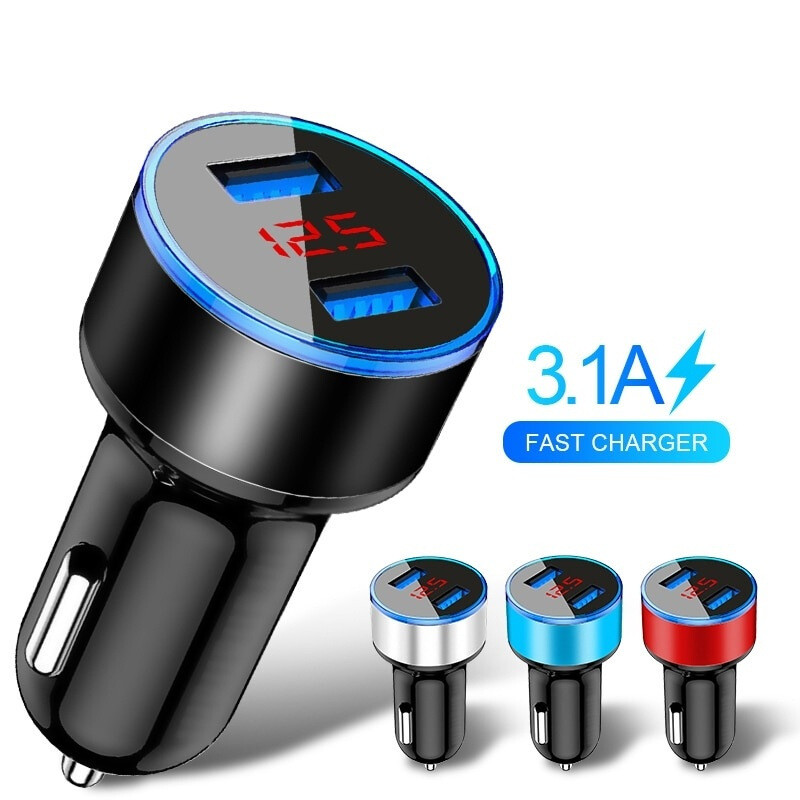 Fast Charging Universal Aluminum Dual USB Car Charger Adapter
