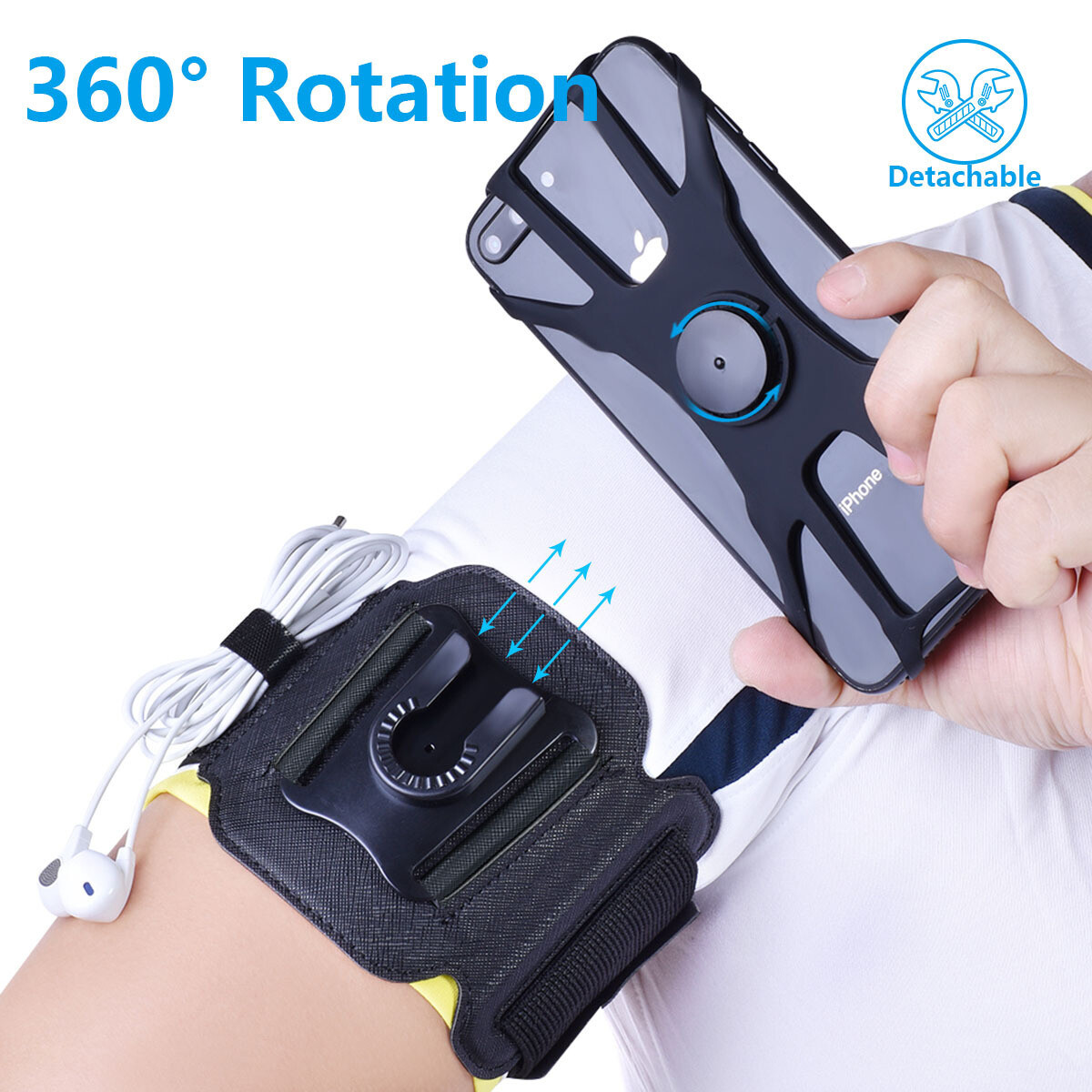 Running Armband for Muti-size Phone 360 Rotatable with Key Holder Phone Armband