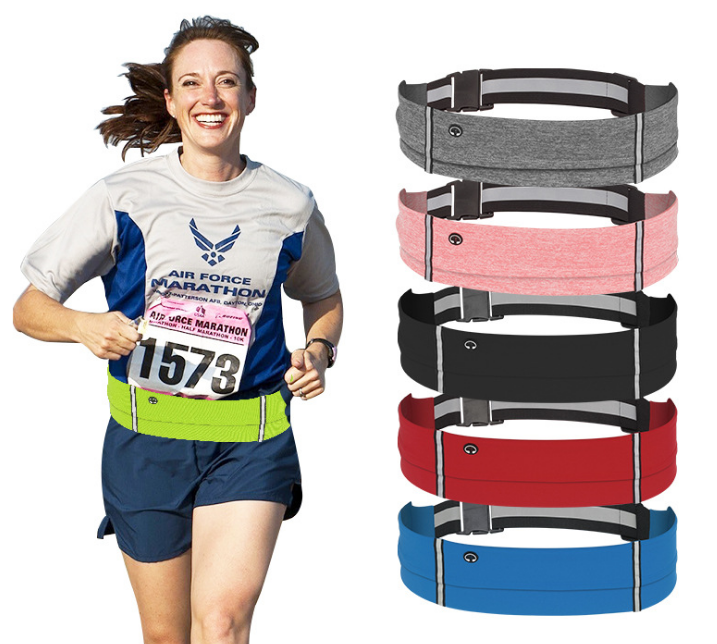 Unisex Reflective Running Gym Exercise Waist Band Zipper Mobile Phone Holder Bag Sports Waist Belt