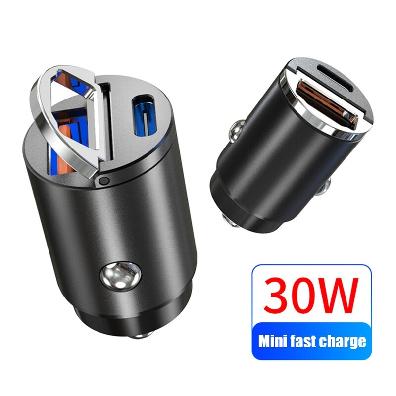 USB Fast Charger Mini Quick Charge Charger Adapter 30W PD+PD Car Charger For iPhone USB Fast Charger Mini Quick Charge Charger Adapter 30W PD+PD Car Charger For iPhone