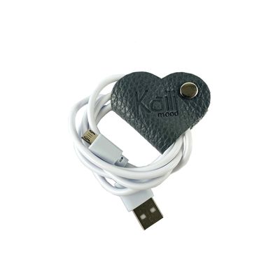 K0039FB | Genuine Leather Heart Cable Wrap Made in Italy Col. Gray