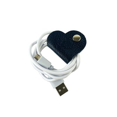 K0039AB | Genuine Leather Heart Cable Wrap Made in Italy Col. Black