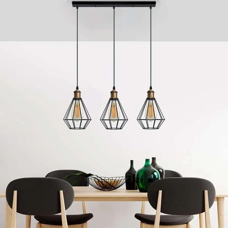 3 light Pendant Light fixture bulb guard cage~5147