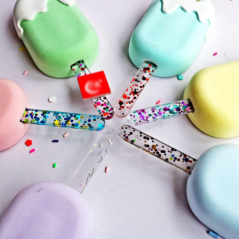 1Pcs Acrylic Ice Cream Sticks Pop Popsicle Sticks