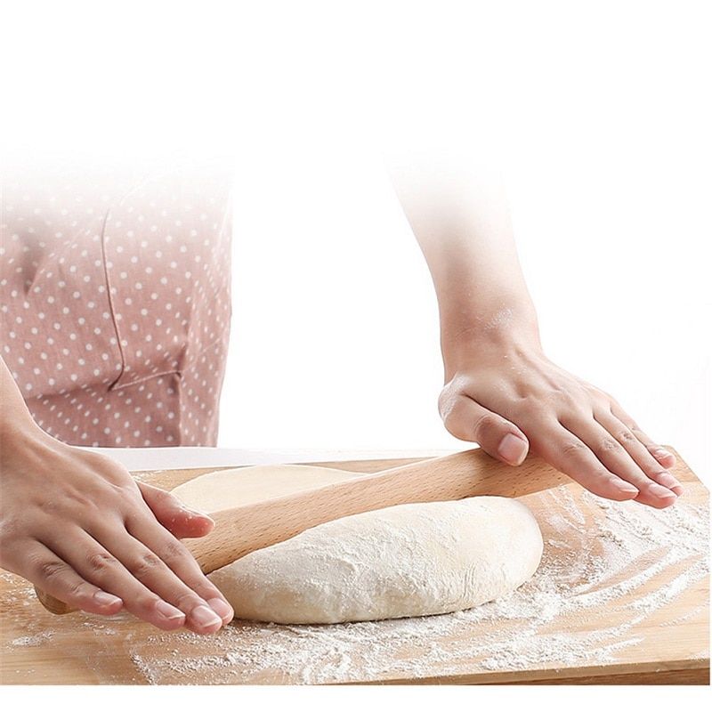 2 Size Kitchen Wooden Rolling Pin Crafts Baking Decoration Dough Roller