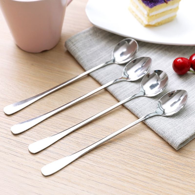 Stainless Steel Long Handle Spoon Creative Korean Tea Coffee Ice Cream Teaspoons