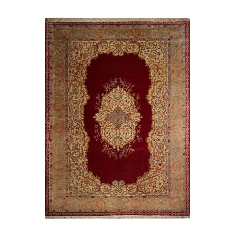 11'2"x15'10" Palace Burgundy Hand Knotted 100% Wool Tabriz Traditional 300 KPSI Oriental Area Rug