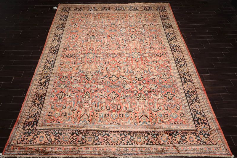 10x14 Salmon, Black Hand Knotted 100% Wool Mahal Traditional Oriental Area Rug