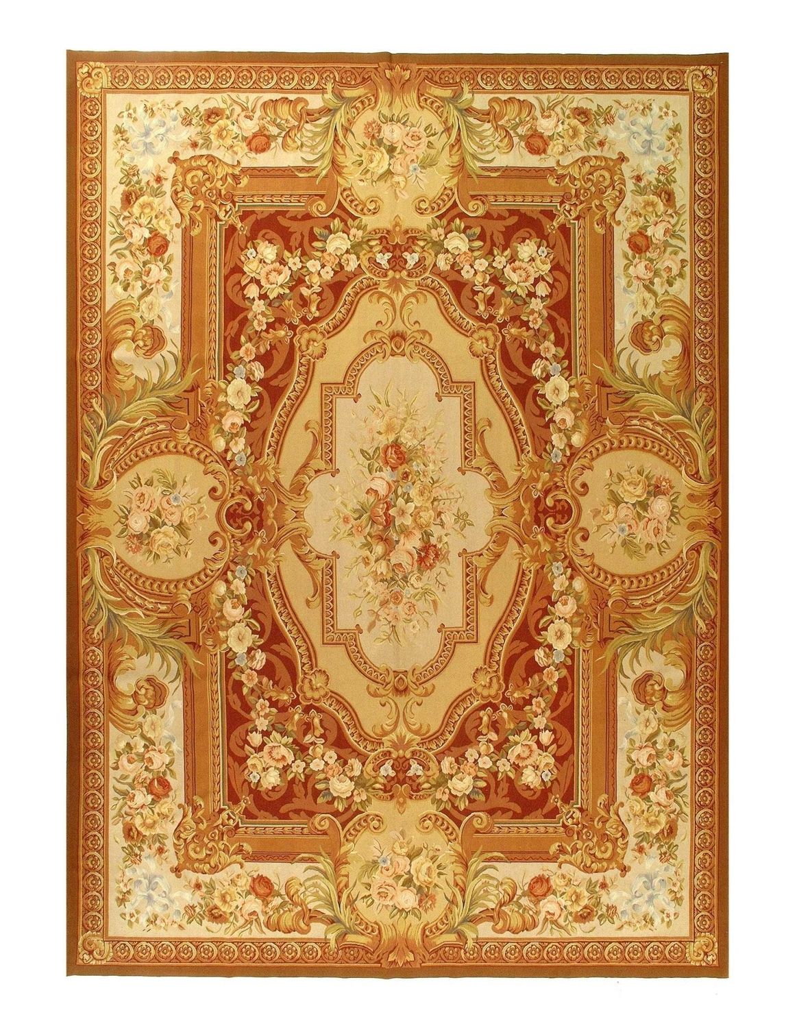 Canvello Rust Color Fine Hand Knotted Abusson Rug 10' X 14'