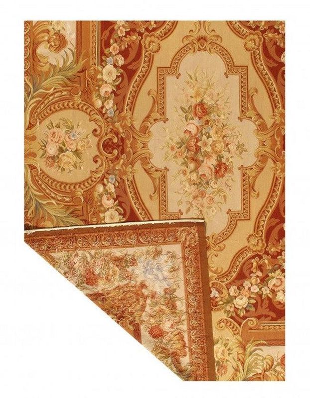Canvello Rust Color Fine Hand Knotted Abusson Rug 10' X 14'