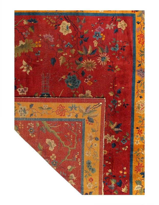 Canvello Timeless Beauty: An Antique Hand Knotted Chinese Art Deco Rug - 8'11'' X 11'7''