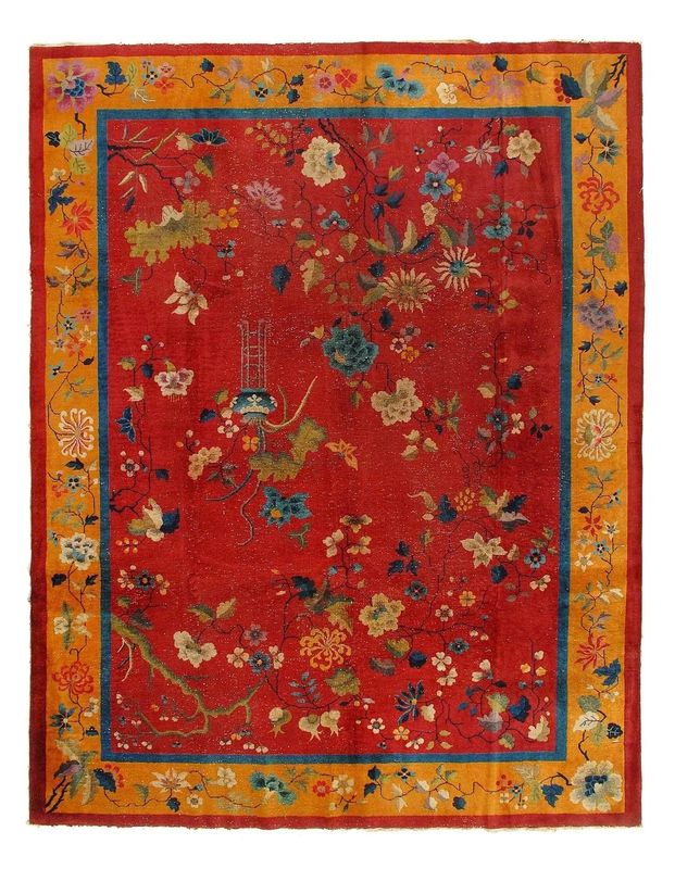 Canvello Timeless Beauty: An Antique Hand Knotted Chinese Art Deco Rug - 8'11'' X 11'7''