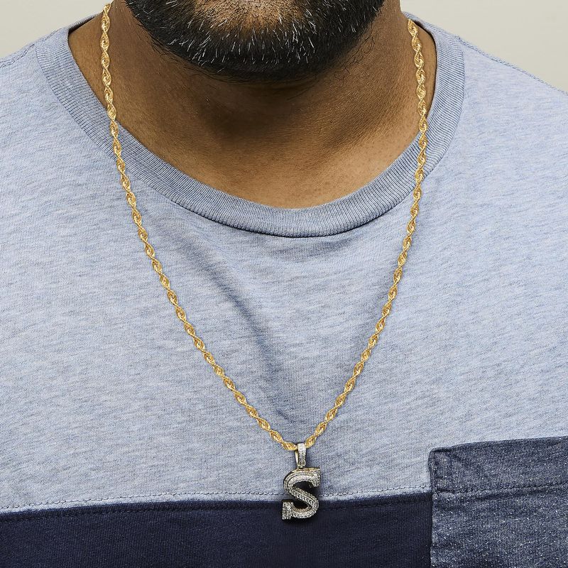 Men's 10K Yellow Gold 1 5/8 Cttw Letter S Initial Pendant Necklace