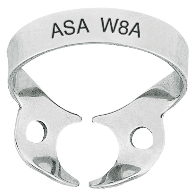 rubber dam clamps wingless molar roots NO. w8a