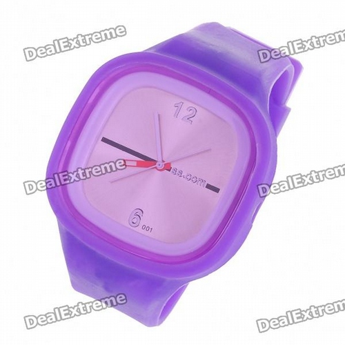 Fashion Sporty Silicone Quartz Wrist Watch - Purple