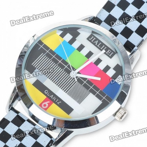 Fashion Television TV Test Pattern Wrist Watch - Plaid Band (1 x SR626)