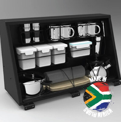 Alu-Cab Cupboard Large 730 x 750 Black with Kitchen Kit for Land Cruiser