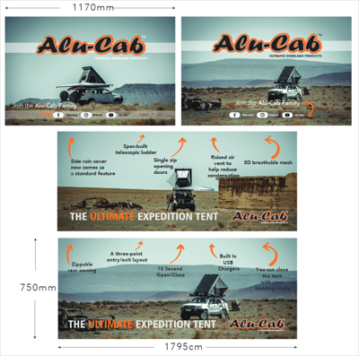 Alu-Cab Merchandise Tent Stand Branding