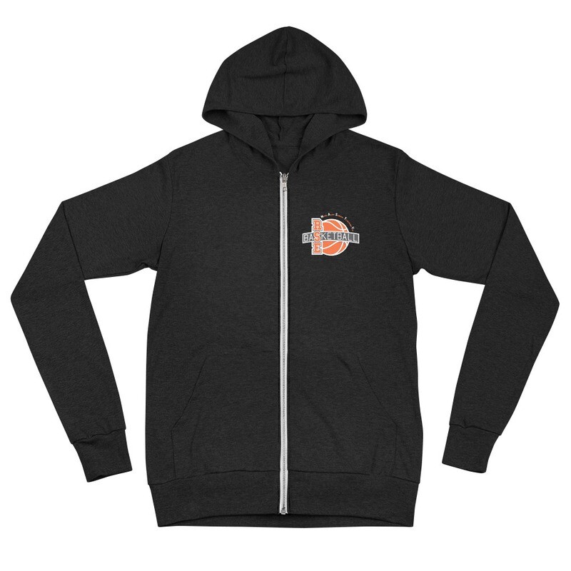 RSE Basketball | Zip Hoodie | Dark Colors, Color: Charcoal black Triblend, Size: XS