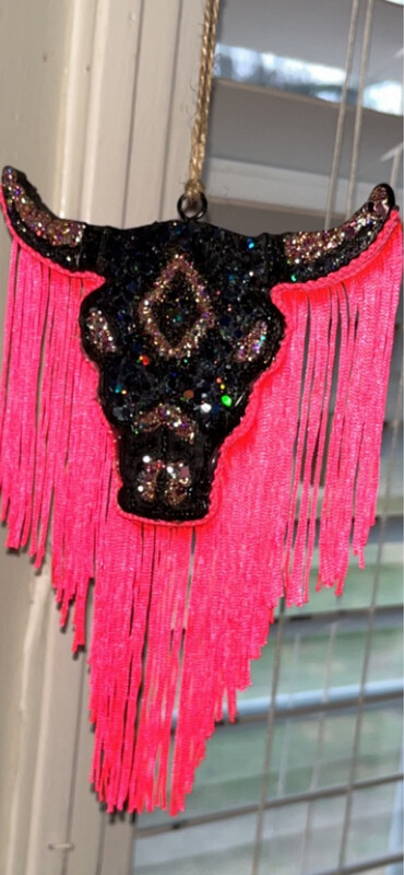 Bull Skull Freshie With Fringe 