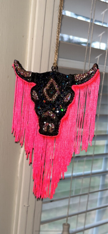Bull Skull Freshie With Fringe 