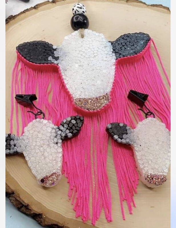 Cow Freshie With Vent Clips And Fringe