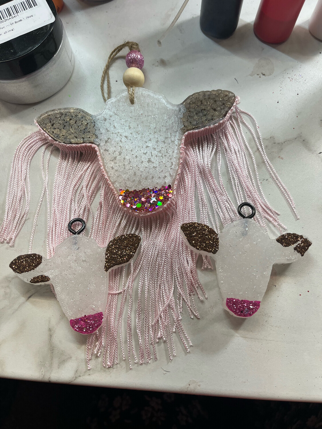 Cow Freshie With Vent Clips And Fringe