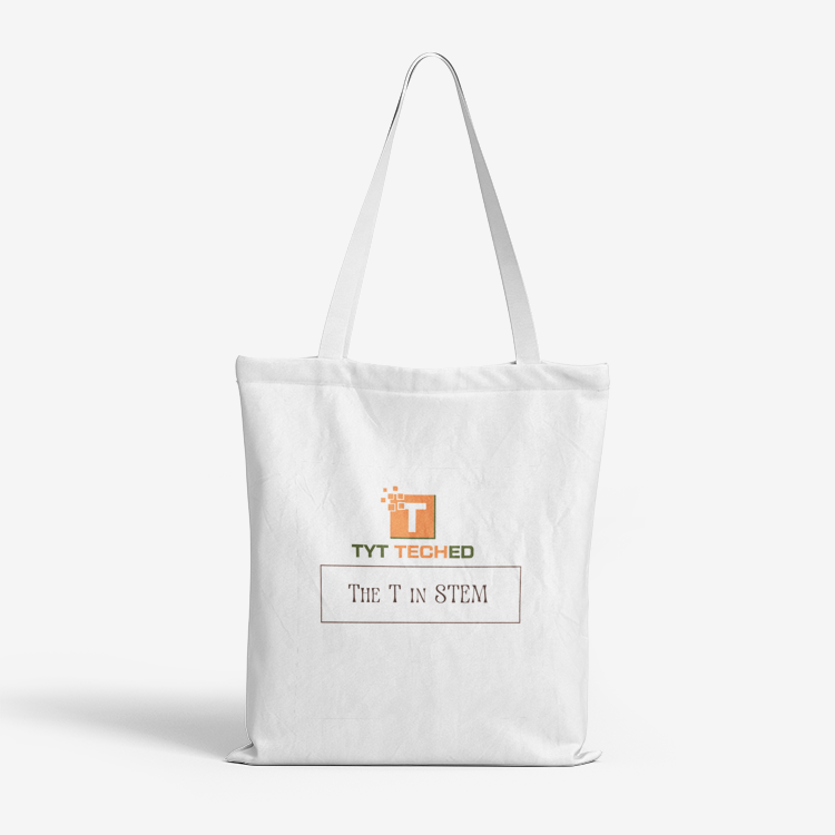 The T in STEM Natural Canvas Tote Bags