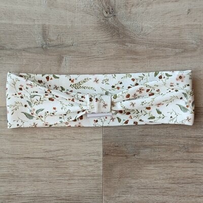 (Sofortkauf) Stirnband - Rib Jersey - Little Flowers - Kopfumfang 56-58 cm