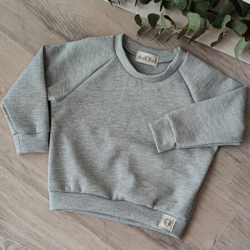 Waffel Raglan - Grau meliert - Gr. 62/68