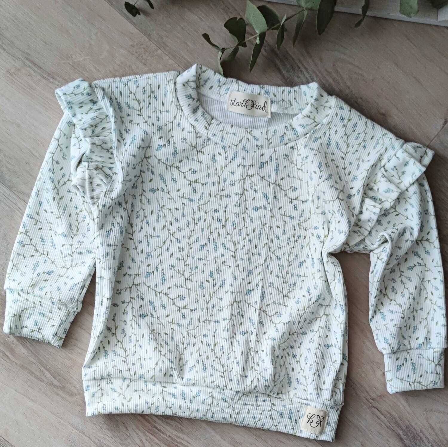 Rib Jersey Pullover mit Volant - Little Blueberry - Gr. 50/56
