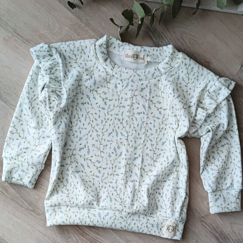 (Sofortkauf) Rib Jersey Pullover mit Volant - Little Blueberry - Gr. 50/56