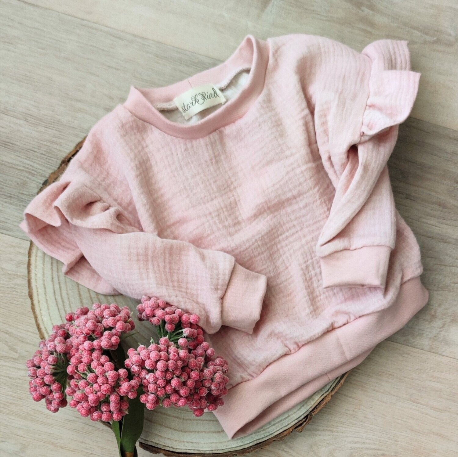 Musselin Longsleeve - Rosa meliert