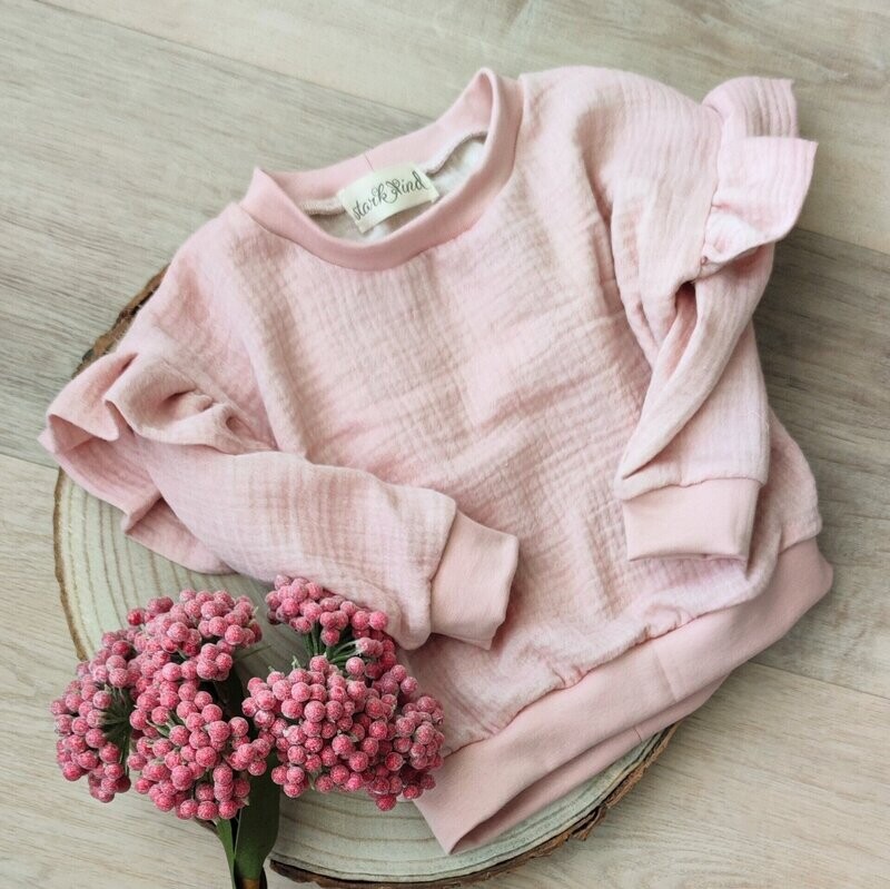 Musselin Longsleeve - Rosa meliert