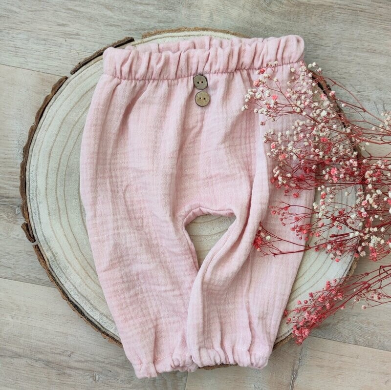 Musselin Hose - Rosa meliert