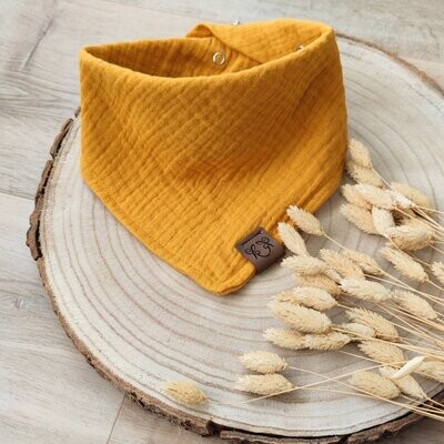 Halstuch mit Druckknöpfen - Musselin - Senfgelb - ca. 0 bis 1 Jahr